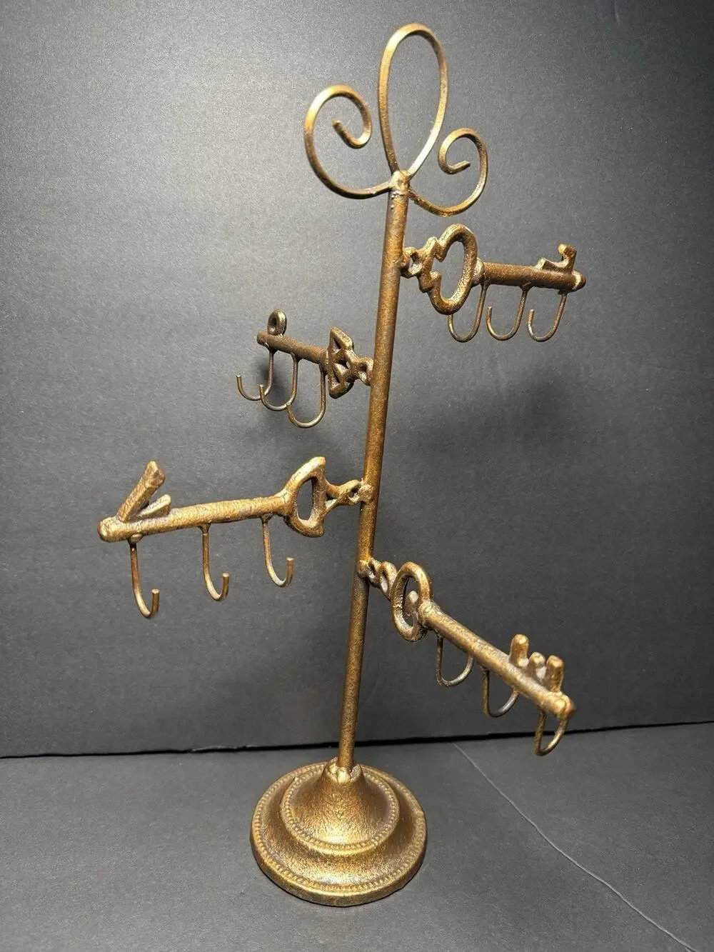 15.5” Metal Top Jewelry Holder Organizer Display Hooks Necklace Key Design HP